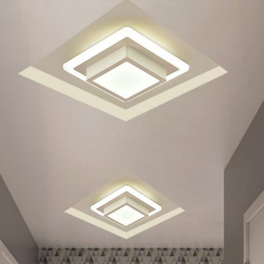 Contemporary Mini Round/Square Flush Mount Ceiling Light in Black/White with Metal Finish - LED Flushmount with Warm/White Light