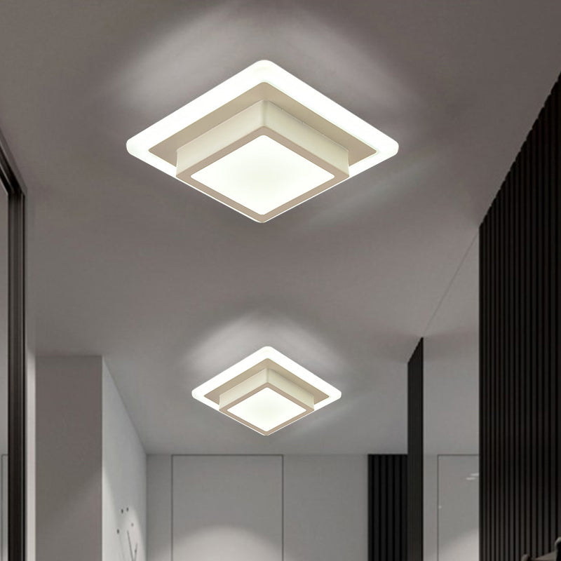 Contemporary Mini Round/Square Flush Mount Ceiling Light in Black/White with Metal Finish - LED Flushmount with Warm/White Light