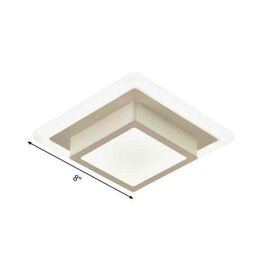 Contemporary Mini Round/Square Flush Mount Ceiling Light in Black/White with Metal Finish - LED Flushmount with Warm/White Light