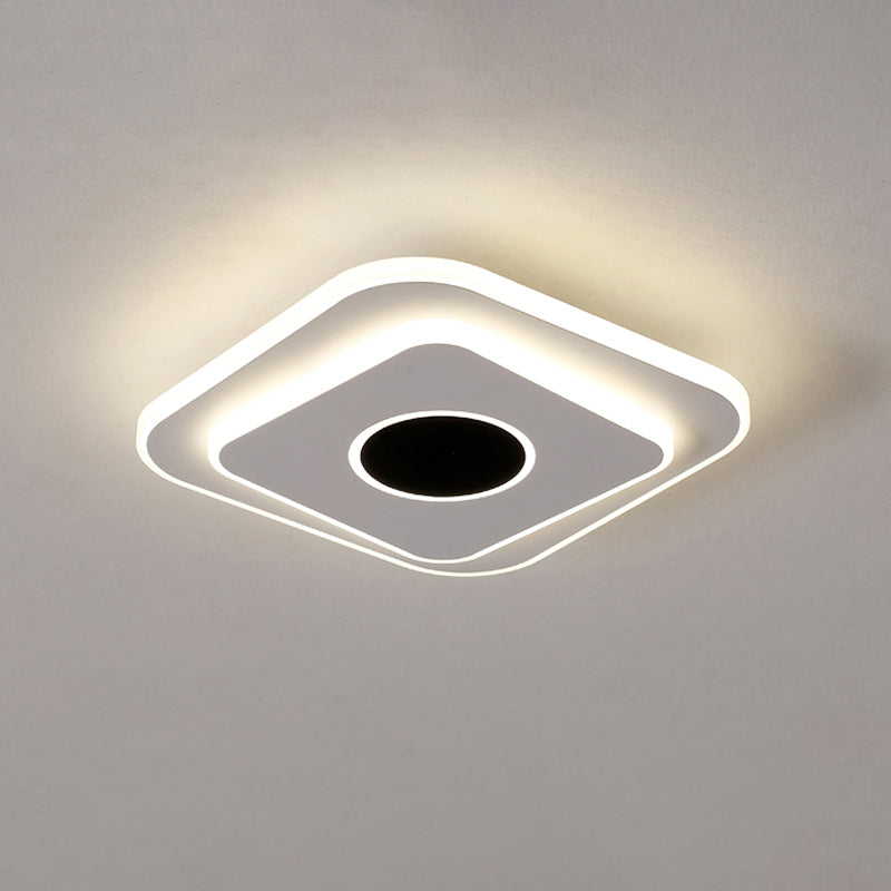 LED Mini Flush Ceiling Light - Modernist Black and White Flush Lamp with Acrylic Shade in Warm/White Light