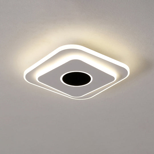 LED Mini Flush Ceiling Light - Modernist Black and White Flush Lamp with Acrylic Shade in Warm/White Light