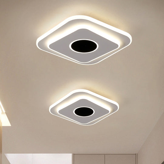 LED Mini Flush Ceiling Light - Modernist Black and White Flush Lamp with Acrylic Shade in Warm/White Light