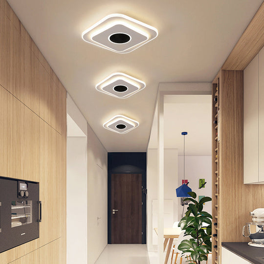 LED Mini Flush Ceiling Light - Modernist Black and White Flush Lamp with Acrylic Shade in Warm/White Light