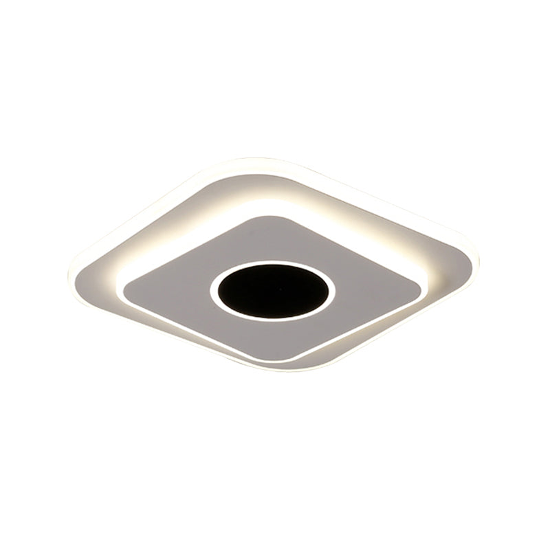 LED Mini Flush Ceiling Light - Modernist Black and White Flush Lamp with Acrylic Shade in Warm/White Light
