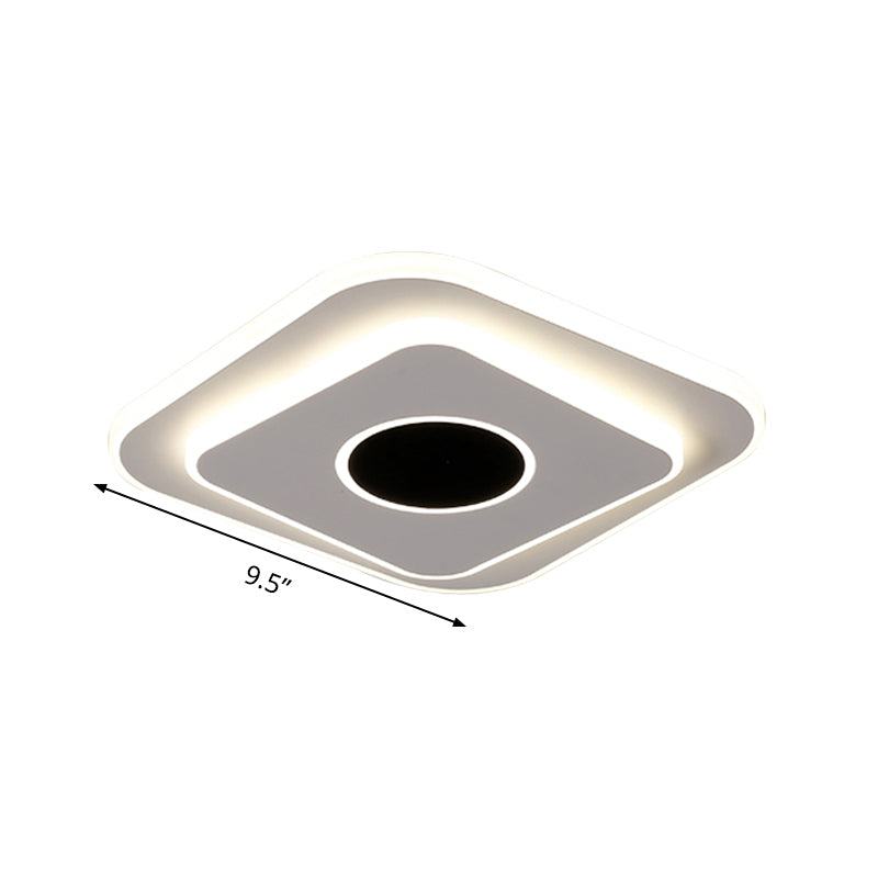LED Mini Flush Ceiling Light - Modernist Black and White Flush Lamp with Acrylic Shade in Warm/White Light
