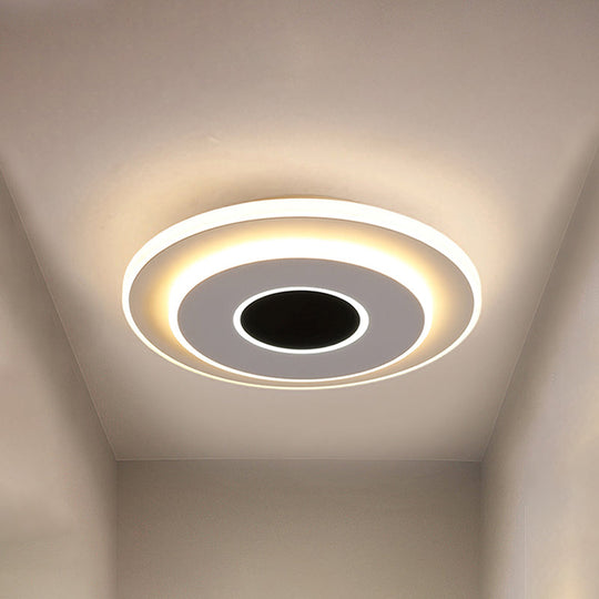 LED Mini Flush Ceiling Light - Modernist Black and White Flush Lamp with Acrylic Shade in Warm/White Light
