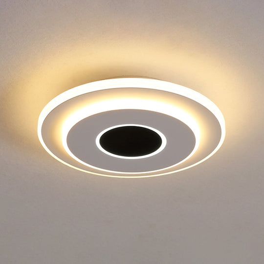 LED Mini Flush Ceiling Light - Modernist Black and White Flush Lamp with Acrylic Shade in Warm/White Light