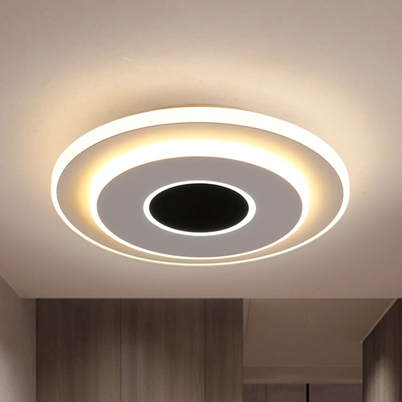 LED Mini Flush Ceiling Light - Modernist Black and White Flush Lamp with Acrylic Shade in Warm/White Light