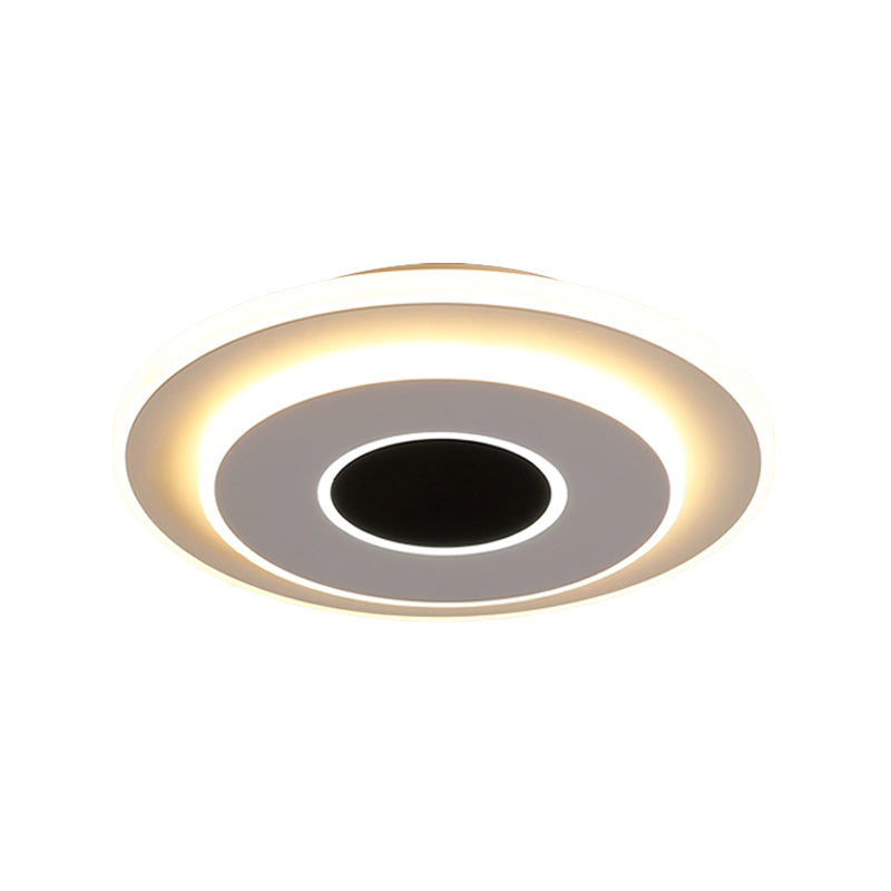 LED Mini Flush Ceiling Light - Modernist Black and White Flush Lamp with Acrylic Shade in Warm/White Light