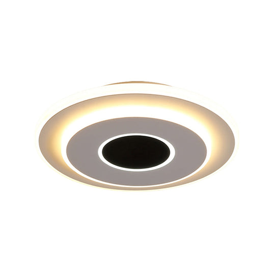 LED Mini Flush Ceiling Light - Modernist Black and White Flush Lamp with Acrylic Shade in Warm/White Light