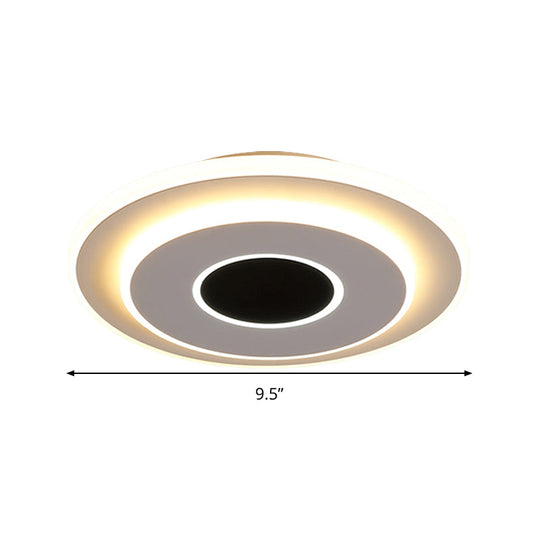 LED Mini Flush Ceiling Light - Modernist Black and White Flush Lamp with Acrylic Shade in Warm/White Light