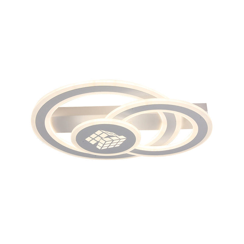 Contemporary Square Pattern Acrylic LED Flush Light - Warm/White Light, Remote Control Dimmable Ceiling Lighting