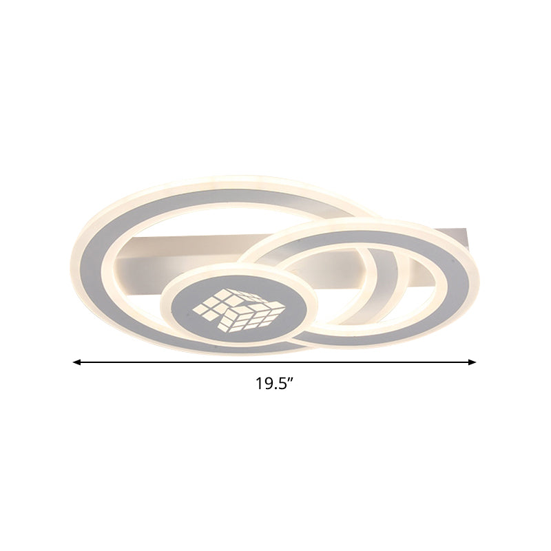 Contemporary Square Pattern Acrylic LED Flush Light - Warm/White Light, Remote Control Dimmable Ceiling Lighting