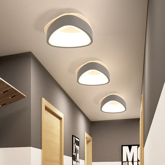 Modern Nordic LED Ceiling Light in Grey/White: Triangle, Round, or Square Design