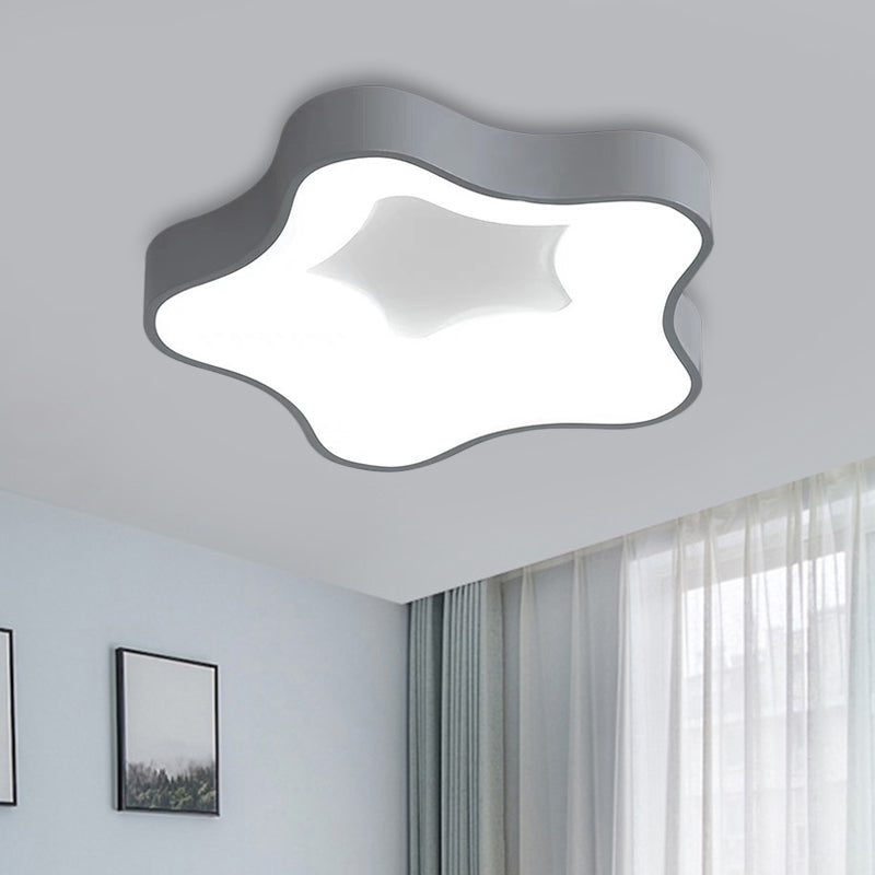 Grey Nordic Star LED Flush Ceiling Light for Bedroom - Warm/White