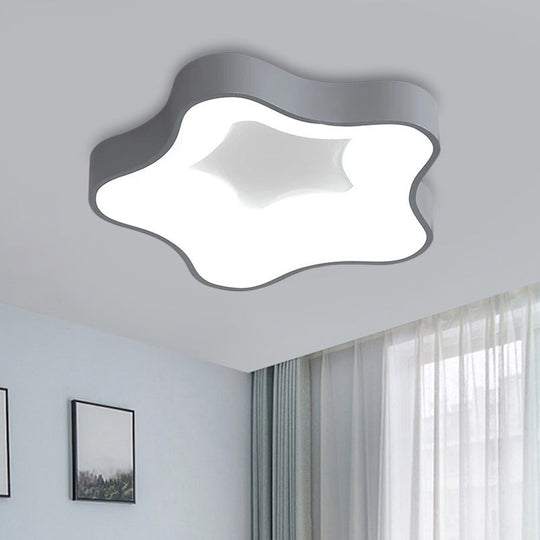 Grey Nordic Star LED Flush Ceiling Light for Bedroom - Warm/White