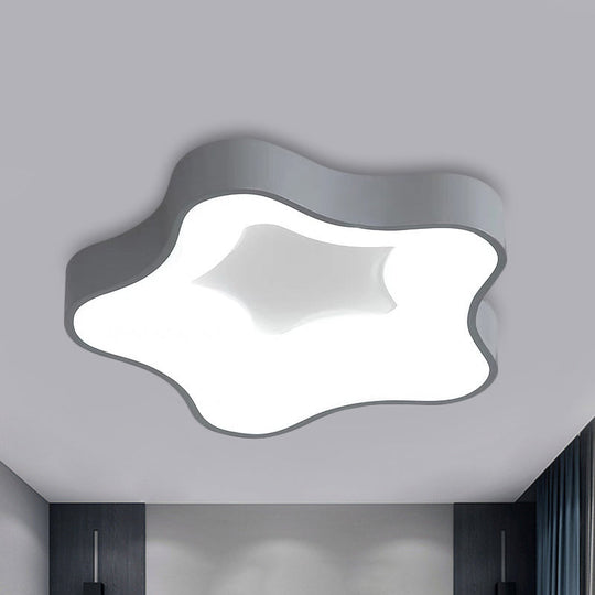 Grey Nordic Star LED Flush Ceiling Light for Bedroom - Warm/White