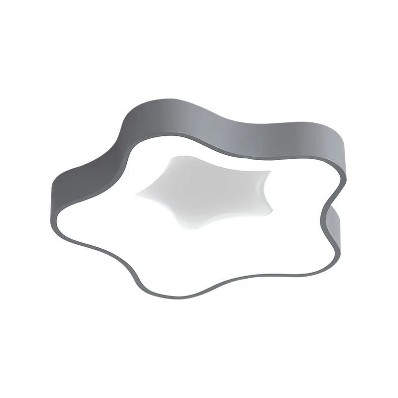 Grey Nordic Star LED Flush Ceiling Light for Bedroom - Warm/White