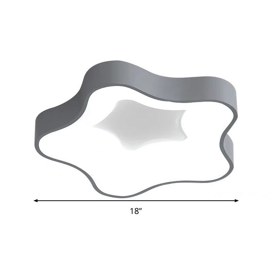 Grey Nordic Star LED Flush Ceiling Light for Bedroom - Warm/White