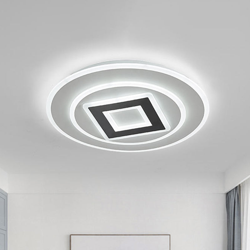 Nordic Acrylic LED Flush Mount Light with Remote Stepless Dimming - Available in Warm or White Light, 18"/21.5" Diameter
