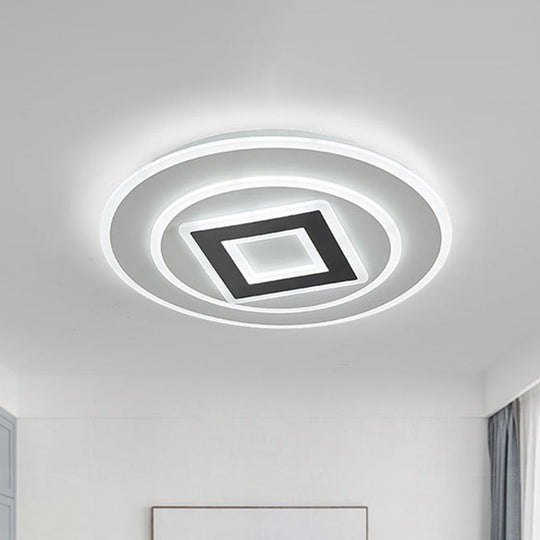 Nordic Acrylic LED Flush Mount Light with Remote Stepless Dimming - Available in Warm or White Light, 18"/21.5" Diameter