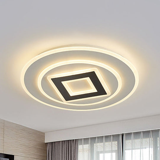 Nordic Acrylic LED Flush Mount Light with Remote Stepless Dimming - Available in Warm or White Light, 18"/21.5" Diameter