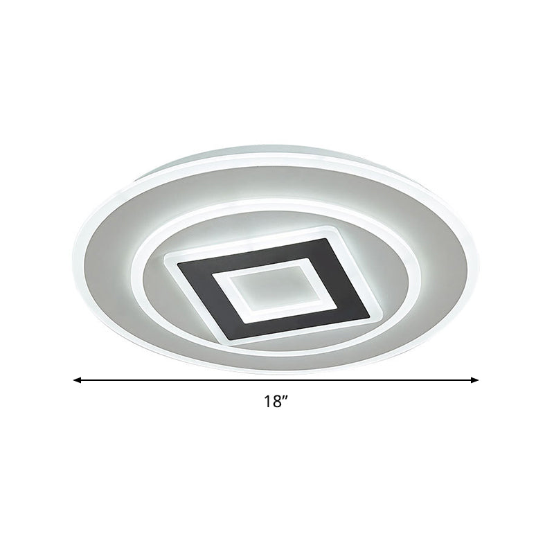 Nordic Acrylic LED Flush Mount Light with Remote Stepless Dimming - Available in Warm or White Light, 18"/21.5" Diameter