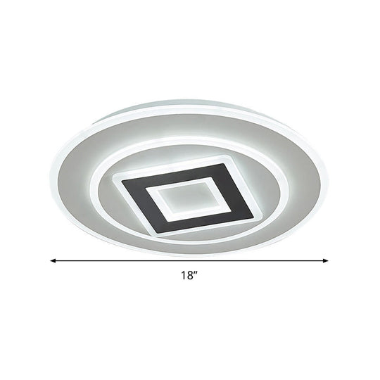 Nordic Acrylic LED Flush Mount Light with Remote Stepless Dimming - Available in Warm or White Light, 18"/21.5" Diameter