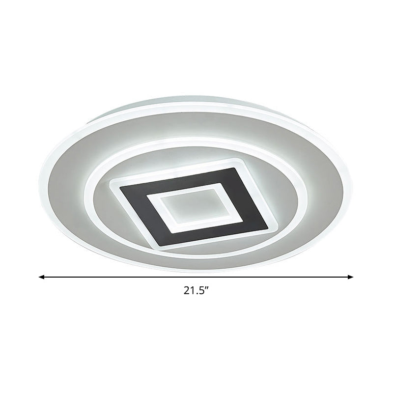 Nordic Acrylic LED Flush Mount Light with Remote Stepless Dimming - Available in Warm or White Light, 18"/21.5" Diameter