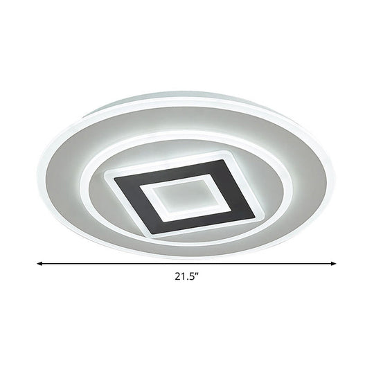 Nordic Acrylic LED Flush Mount Light with Remote Stepless Dimming - Available in Warm or White Light, 18"/21.5" Diameter