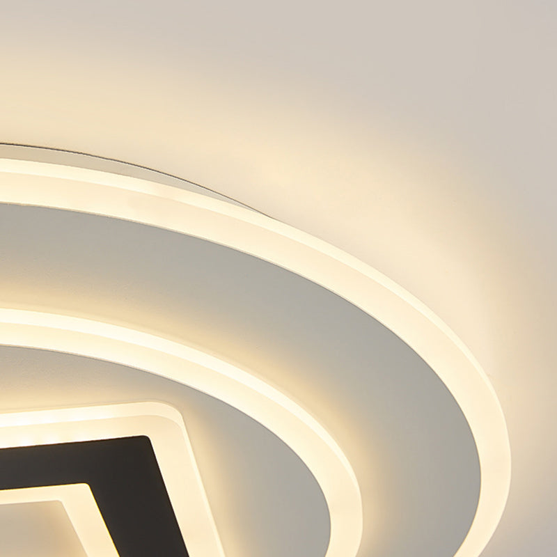 Nordic Acrylic LED Flush Mount Light with Remote Stepless Dimming - Available in Warm or White Light, 18"/21.5" Diameter