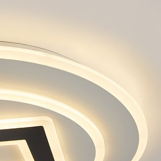 Nordic Acrylic LED Flush Mount Light with Remote Stepless Dimming - Available in Warm or White Light, 18"/21.5" Diameter