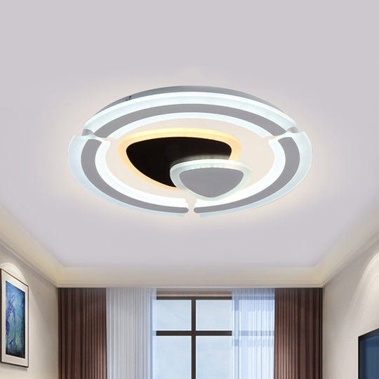 Modern LED Acrylic Flushmount Ceiling Lamp in Black/White Triangle Design with Remote Control Dimming