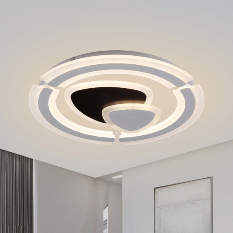 Modern LED Acrylic Flushmount Ceiling Lamp in Black/White Triangle Design with Remote Control Dimming