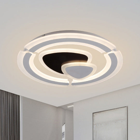 Modern LED Acrylic Flushmount Ceiling Lamp in Black/White Triangle Design with Remote Control Dimming