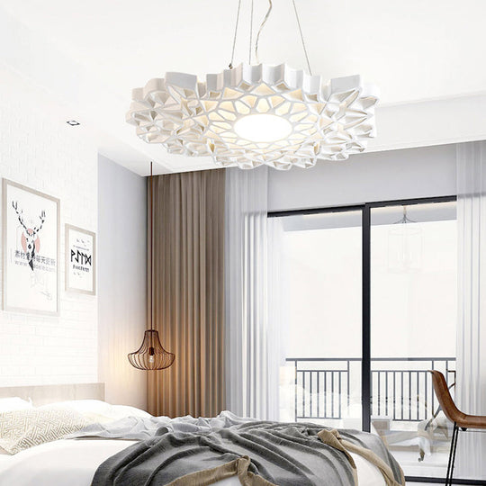 Contemporary Honeycomb Pendant Light- White Resin- 1-Head Ceiling Fixture