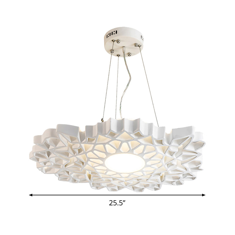 Contemporary Honeycomb Pendant Light- White Resin- 1-Head Ceiling Fixture