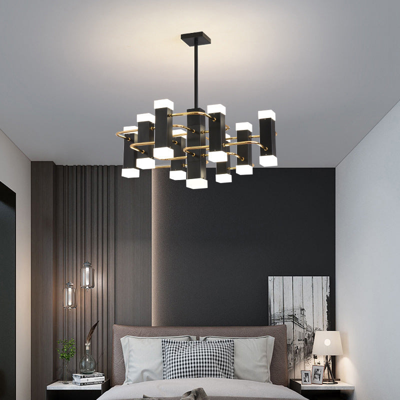Lustre suspendu moderne noir Sputnik avec 4/8 têtes en 2 options de couleur