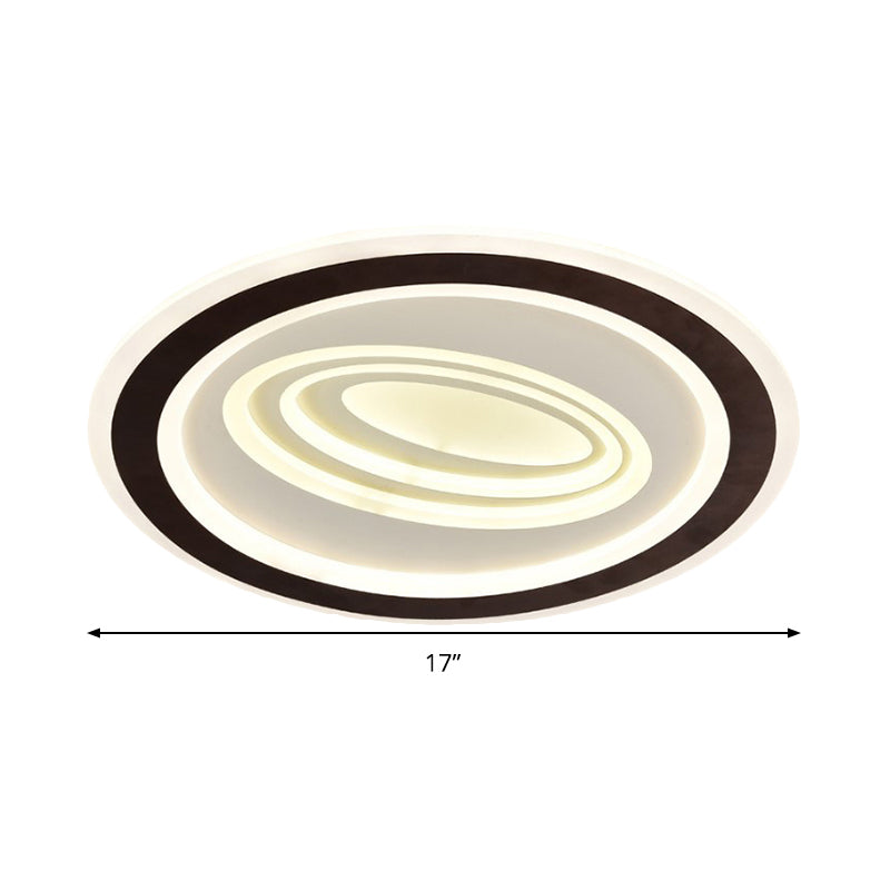 Modern Flush Mount Ceiling Light with Acrylic LED, Black & White, 3-Gear Settings