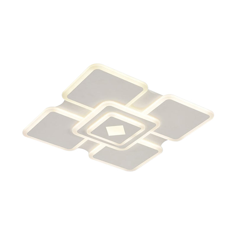 Modern Square Acrylic LED Ceiling Light in White with 3 Adjustable Brightness Levels