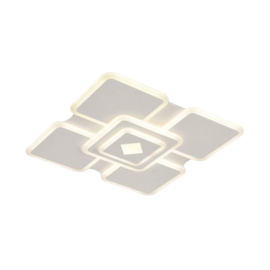 Modern Square Acrylic LED Ceiling Light in White with 3 Adjustable Brightness Levels