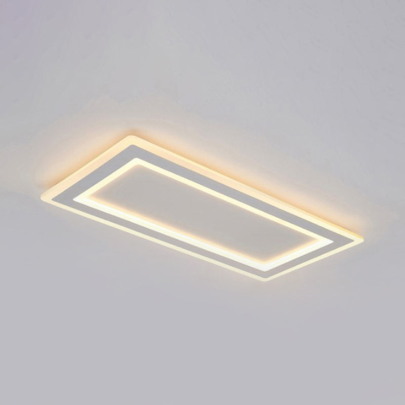 Modern Flush Mount Ceiling Light with Thin Acrylic Frame - Warm/White LED Indoor Lighting