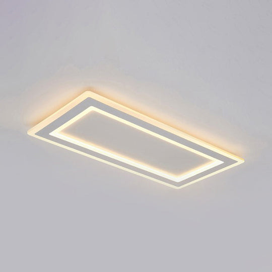 Modern Flush Mount Ceiling Light with Thin Acrylic Frame - Warm/White LED Indoor Lighting