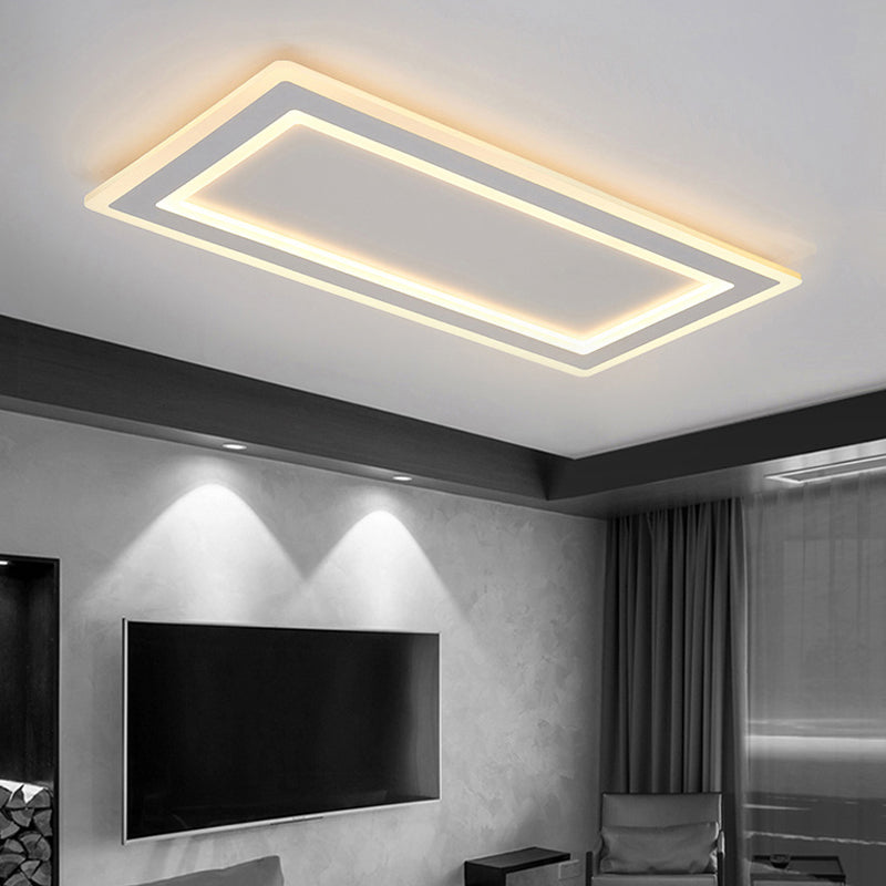 Modern Flush Mount Ceiling Light with Thin Acrylic Frame - Warm/White LED Indoor Lighting
