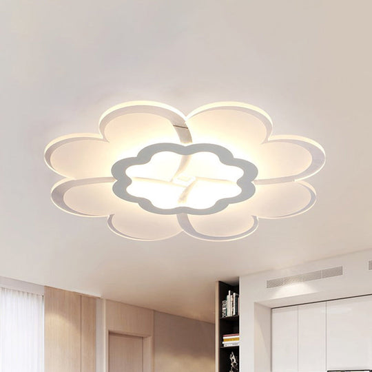 Modern 16/19.5 White Led Flower Flush Mount Ceiling Lamp With 3 Light Color Options / 16