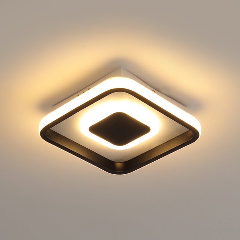 Modern Mini LED flush mount ceiling lamp with black frame in warm/white/3-color light options