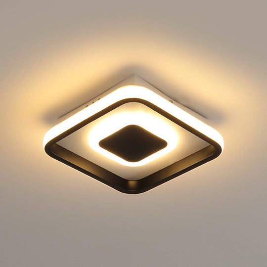 Modern Mini LED flush mount ceiling lamp with black frame in warm/white/3-color light options