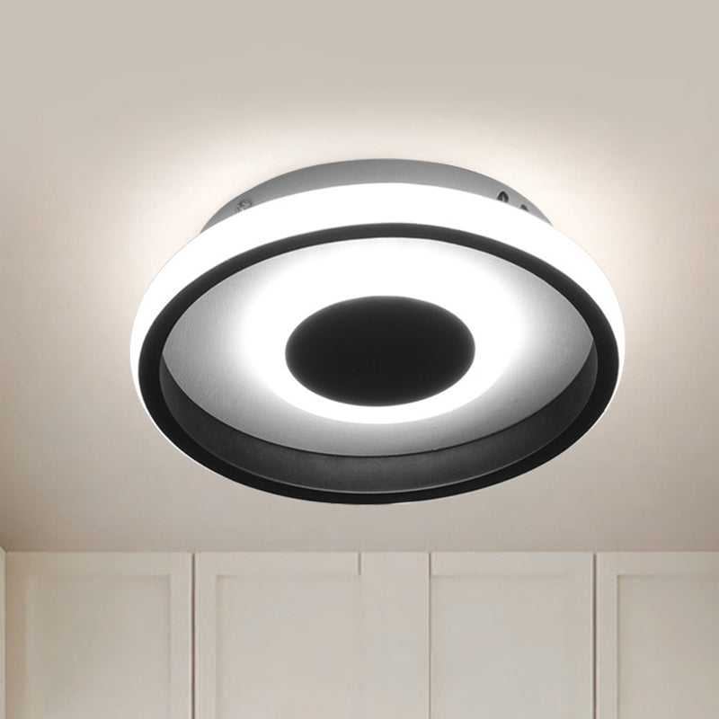 Modern Mini LED flush mount ceiling lamp with black frame in warm/white/3-color light options
