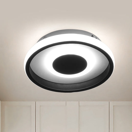 Modern Mini LED flush mount ceiling lamp with black frame in warm/white/3-color light options
