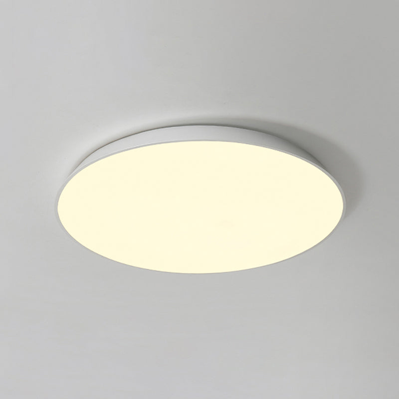 Contemporary LED Metallic Flush Mount Light - White Tray Ceiling Lamp for Bedroom (16.5"/20.5"/24.5" Dia)